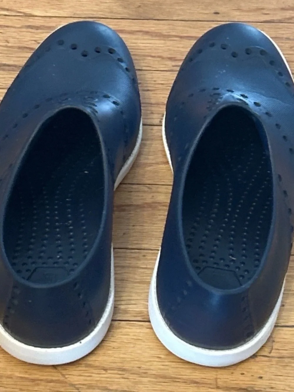 BIION Oxford Spikeless Golf Shoes Men 5 Women 7 Navy Blue White Slip On Wingtip
